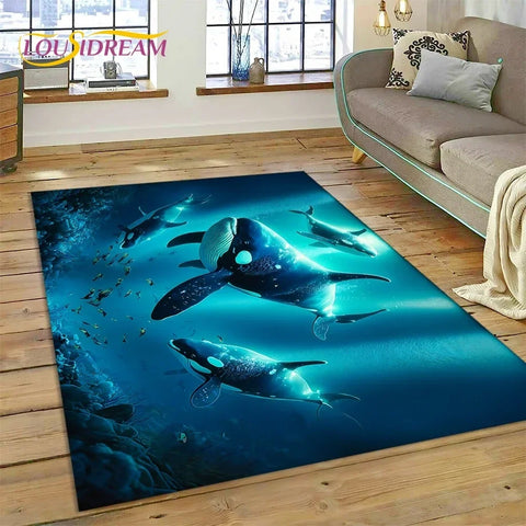 Navak Teppich, 3D-Unterwasserwelt, Meeresboden, Delfin, Cartoon-Teppich, für Schlafzimmer, Wohnzimmer, Sofa, Dekoration, große Bodenmatte für Kinder