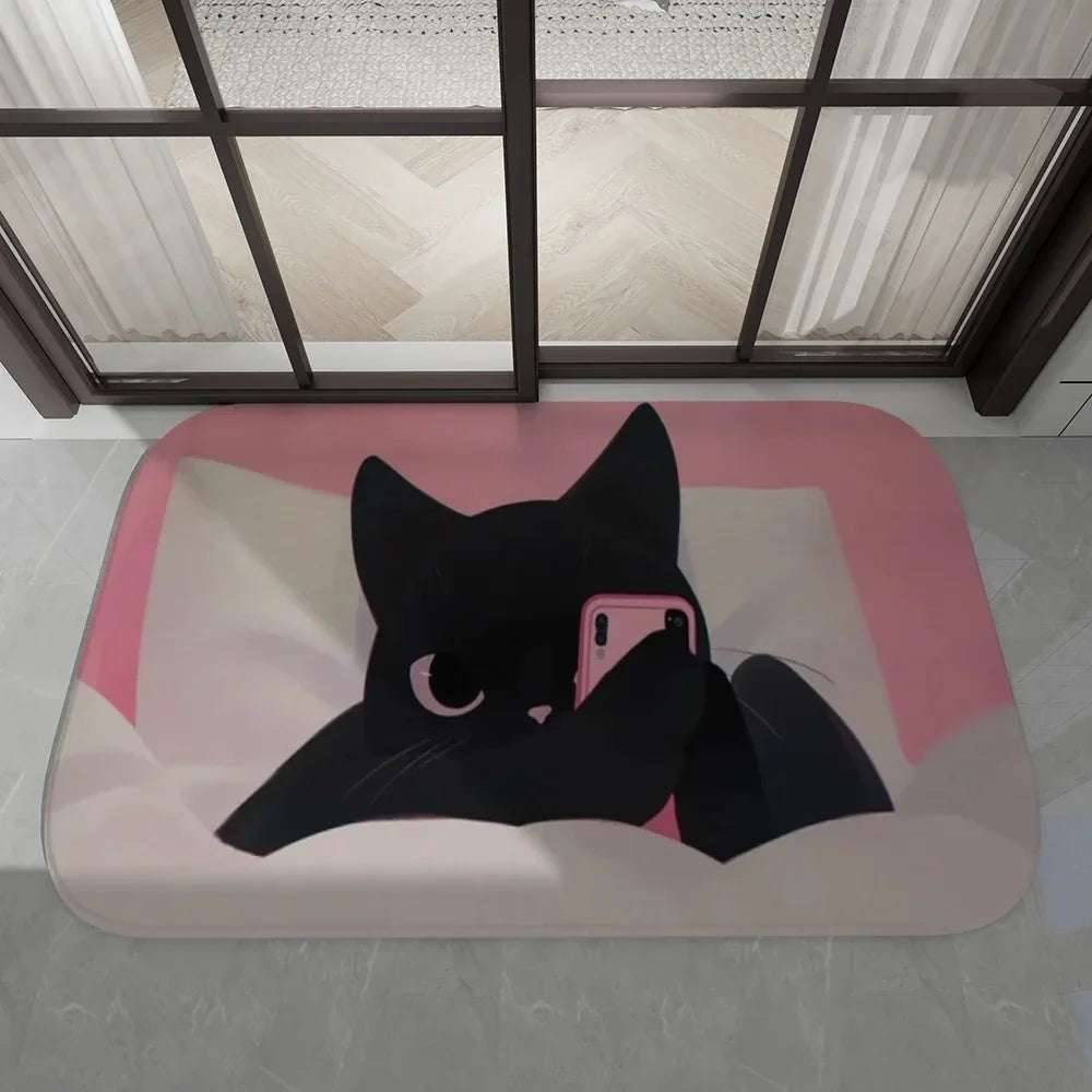 Navak Carpet Daily Picks Disney Dark Cat Welcome Madafakas Bodenmatte, Eingangstürmatte, rechteckig, weiche Badmatte für die Vordertür, für drinnen und draußen