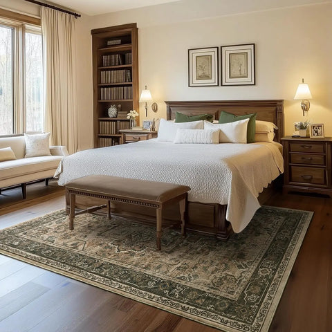 Navak Carpet Crystal velvet carpetVintage DistressedArea Rugs for Living Room Bedroom Non Slip Washable, Medallion Pattern Printed Low