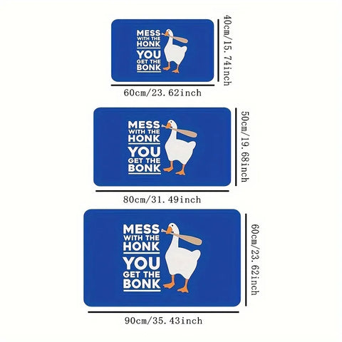 Navak Carpet Goose Game Style rutschfeste Fußmatte aus Polyester – „Mess with The Honk“ Bade- und Wohnzimmerteppich, Eingangsmatte für drinnen und draußen