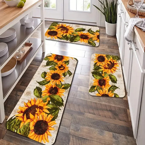 Navak Teppich Sonnenblumenblumen Küchen-Fußmatte Eingangstürmatte Dekor Korridor Balkon Waschküche Teppiche Badezimmer Anti-Rutsch-Fußmatte Teppich