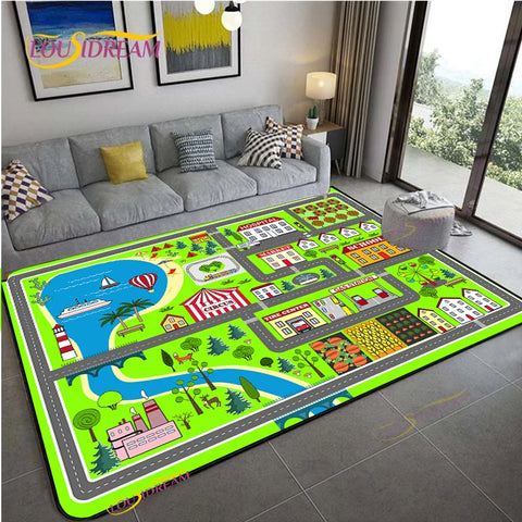 Navak Teppich Alfombra Straßenverkehrsroutenkarte Teppich Wohnzimmer Sofa Couchtisch Schlafzimmer Teppiche Küche Kinderspiel Anti-Rutsch-Bodenmatte Wohnkultur