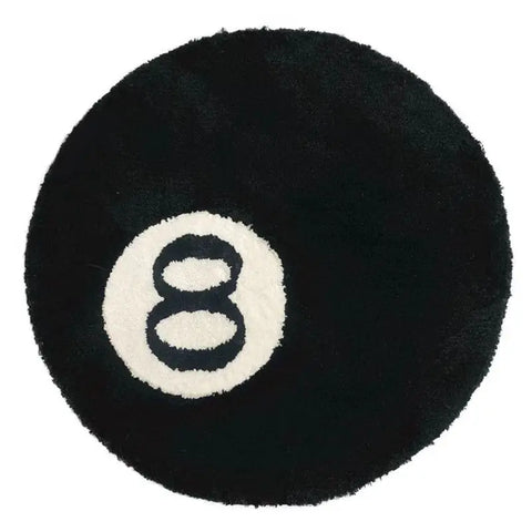 Navak Teppich, 1 Packung, schwarz, Billard, 8-Ball, rund, beflockter Boden, Schlafzimmer, rutschfeste Teppichmatte, Wohnzimmer, Plüsch, weicher Schlafzimmerteppich