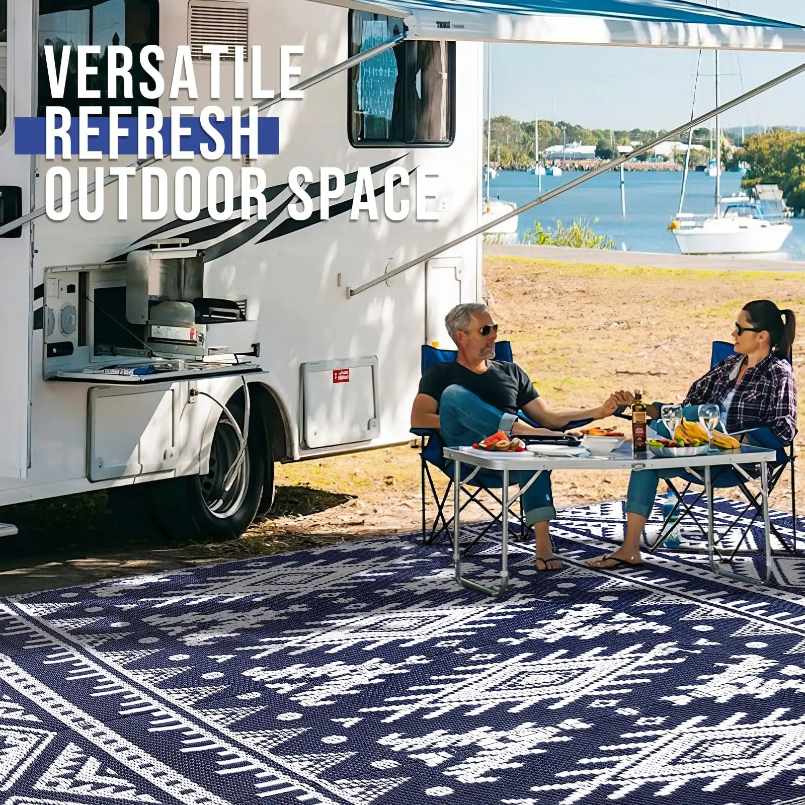 Navak Carpet Olanly Outdoor Waterproof Rugs Reversible Plastic Straw Rug Indoor Outdoor Washable Boho Patio Rug RV Mat For Patio Camp Picnic