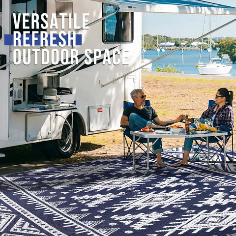 Navak Carpet Olanly Outdoor Waterproof Rugs Reversible Plastic Straw Rug Indoor Outdoor Washable Boho Patio Rug RV Mat For Patio Camp Picnic