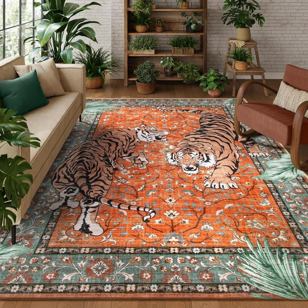 Navak Teppich, Dschungel-Tiger-Teppich für Wohnzimmer, Dekoration, Schlafzimmer, Nachttisch, weicher Fußteppich, Freizeit, Balkon, Bodenmatte, Couchtischmatte, Fußmatte, Geschenk