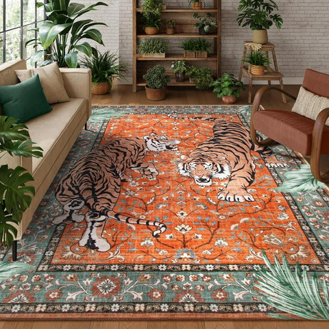 Navak Teppich, Dschungel-Tiger-Teppich für Wohnzimmer, Dekoration, Schlafzimmer, Nachttisch, weicher Fußteppich, Freizeit, Balkon, Bodenmatte, Couchtischmatte, Fußmatte, Geschenk
