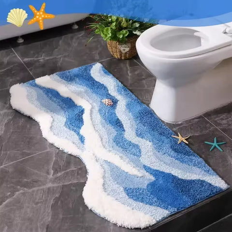 Navak Carpet Exclusive Picks Verbessertes Material Wave Kreativer rutschfester Badezimmerteppich Ozean Schlafzimmer Nachttisch Teppich Wohnzimmer Küchenmatte Wohnkultur