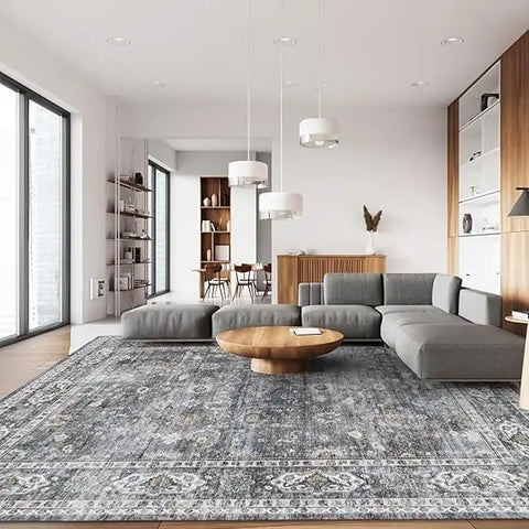 Navak Carpet 8x10 Teppich, waschbarer Boho-Teppich, weicher großer Teppich, rutschfest, fusselfrei, Vintage-Teppich aus Kunstwolle für Wohnzimmer, Bauernhaus, Esszimmer