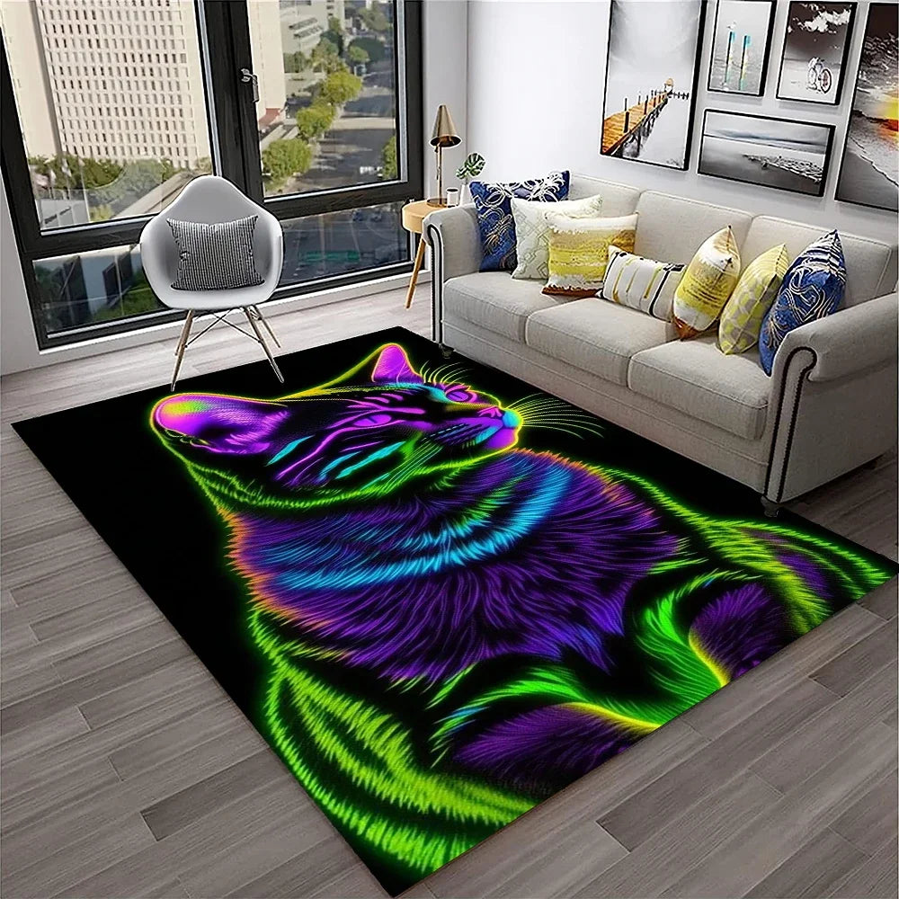 Navak Teppich, 3D, süße Katze, Blume, Cartoon-Teppich für Zuhause, Wohnzimmer, Schlafzimmer, Sofa, Fußmatte, Dekoration, Kinderspielbereich, rutschfeste Bodenmatte