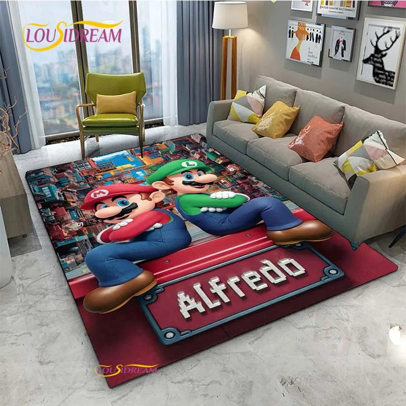 Navak Teppich Mario Cartoon Anime Teppich für Wohnzimmer Schlafzimmer Niedliche Teppiche Tisch Küchentür Kinder Rutschfeste Fußmatten Alfombra Geburtstagsgeschenk