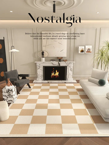 Navak Carpet Teppiche im nordischen Stil für Schlafzimmer, flauschig, weich, Wohnzimmerdekoration, Plüschteppich, moderner minimalistischer Arbeitszimmerteppich, dicke karierte Bodenmatte