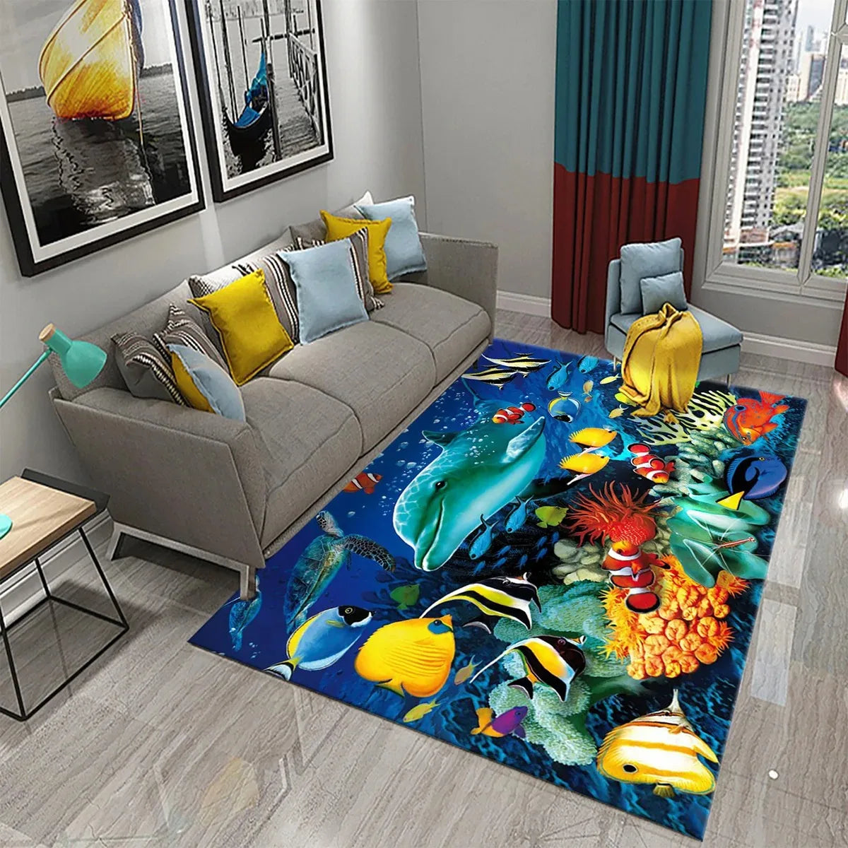 Navak Teppich 3D Hawaiian Meer Ozean Tropische Fische Teppich Wohnzimmer Fisch Tier Muster Kinder Schlafzimmer Weiche Boden Dekor
