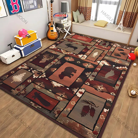 Navak Carpet Teppich im amerikanischen Landhausstil im Retro-Stil mit Tiermuster für moderne Heimdekoration, schmutzabweisend, rutschfeste Spielmatte für Kinder als Geschenk