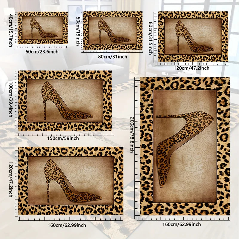 Navak Teppich Leopardenmuster Matte 1 Stück maschinenwaschbar Leopardenmuster Matte Eingang Wohnzimmer Schlafzimmer Kinderzimmer Außenterrasse Gartenteppich