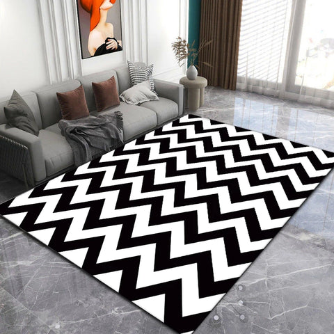 Navak Carpet Nordic Black White Simple Style Carpets for Living Room Soft Washable Non-slip Large Area Rugs for Bedroom Decoration Home Mat
