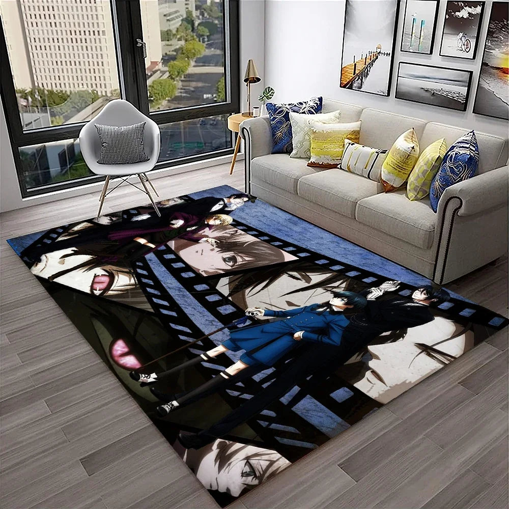 Navak Teppich, 3D-Anime, Black Butler, Cartoon-Teppich für Zuhause, Wohnzimmer, Schlafzimmer, Sofa, Fußmatte, Dekoration, Kinderspielbereich, rutschfeste Bodenmatte