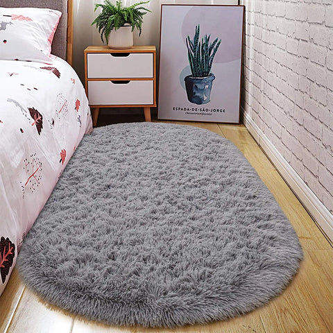 Navak Carpet Ovaler, flauschiger, ultraweicher Teppich für Schlafzimmer, Plüsch-Zotteliger Teppich für Kinderzimmer, Nachttischmatten, 7,8 x 1,6 m