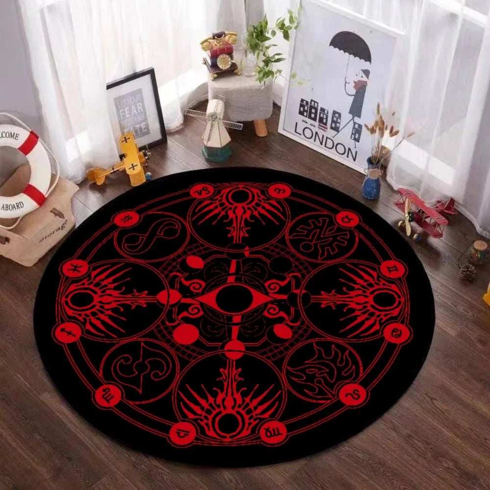 Navak Carpet Mystic Magic Circle Round Theme Innenbereich Rutschfester Teppich Schlafzimmer Meditationszone Idealer Dekoteppich