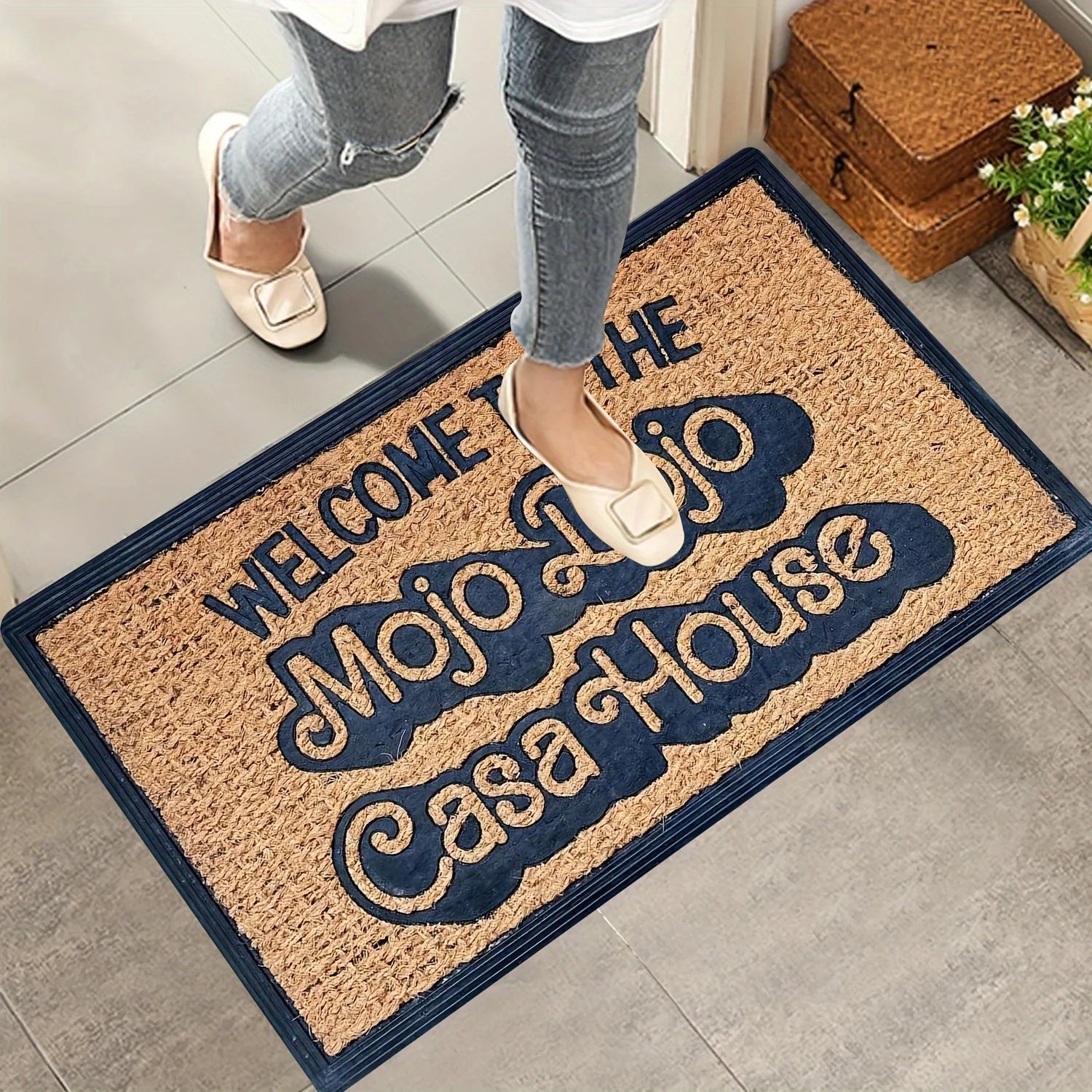 Navak Carpet 1 Stück Polyester-Fußmatte, Willkommen im Mojo Dojo Casa House, rechteckige Eingangsmatte, maschinenwaschbar, für Schlafzimmer und Wohnzimmer