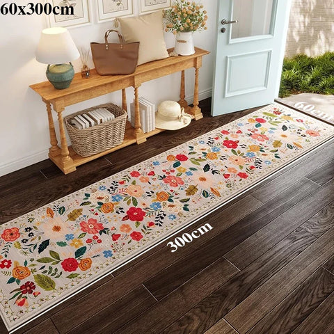 Navak Teppich, Flurteppich, Laufsteg, langer Teppich, maschinenwaschbar, faltbar, rutschfest, Bodenmatte, Frühlingsblumen, Heimdekoration, Teppiche für Wohnzimmer