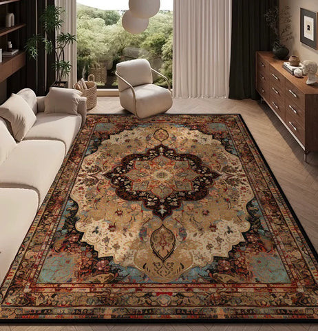 Navak Teppich, Teppich für Wohnzimmer, persische Retro-Dekoration, Zuhause, Schlafzimmer, Nachttisch, weiche, rutschfeste Matte, Boden, Lounge, leicht zu reinigen, flauschiger Plüschteppich