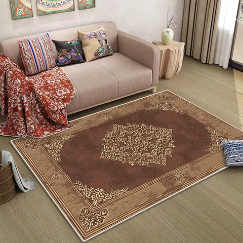 Navak Carpet Bohemian Thickened Short Plush Carpets for Living Room Decoration Bedroom Sofa Area Soft Floor Mat Retro Non-slip Washable Rug