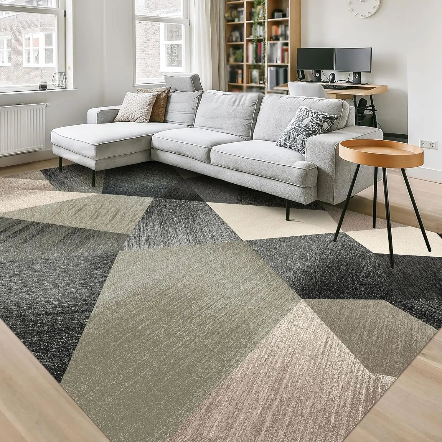 Navak Carpet HOMFINE Waschbarer moderner Teppich – Geometrischer Stil für Wohnzimmer, Schlafzimmer, maschinenwaschbarer Teppich, weich, rutschfest, nicht scheuernd