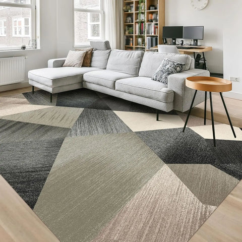 Navak Carpet HOMFINE Waschbarer moderner Teppich – Geometrischer Stil für Wohnzimmer, Schlafzimmer, maschinenwaschbarer Teppich, weich, rutschfest, nicht scheuernd