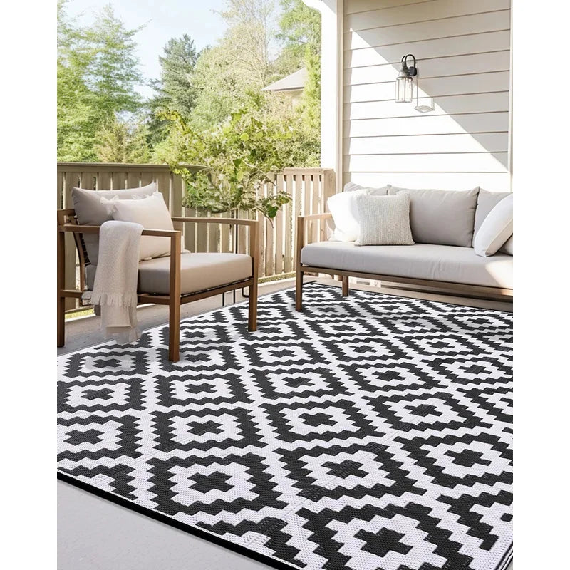 Navak Teppich UBN33HAPIHAPPY Indoor Outdoor Wendbarer Kunststoff-Stroh-Teppich für die Terrasse, Outdoor-Teppiche, wasserdicht, für Deck, Hinterhof, Familienpicknick, Bal9Hb^