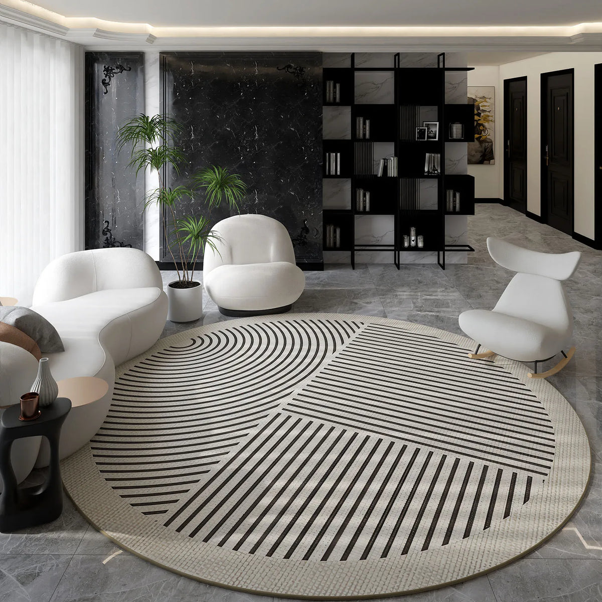 Navak Carpet Nordic Style Living Room Decoration Round Carpet Light Luxury Rugs for Bedroom Thicken Plush Floor Mat Fluffy Soft Cloakroom Rug