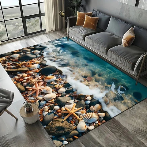Navak Carpet 3D-Strandmuschel-Teppich für Kinderspielbereich und Schlafzimmer, rutschfestes Dekor
