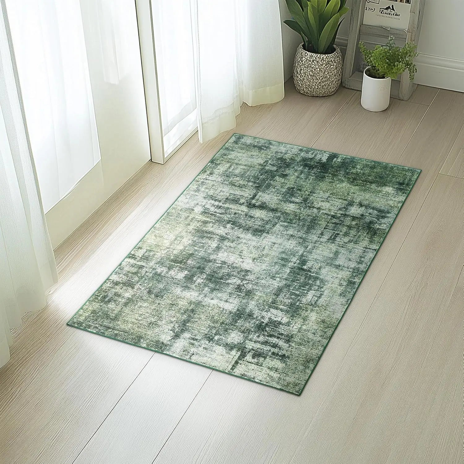 Navak Teppich, grüner Teppich, Wohnzimmer, waschbar, abstrakt, für Schlafzimmer, rutschfest, weicher Teppich, für den Innenbereich, fusselfreie Teppiche für das Esszimmer