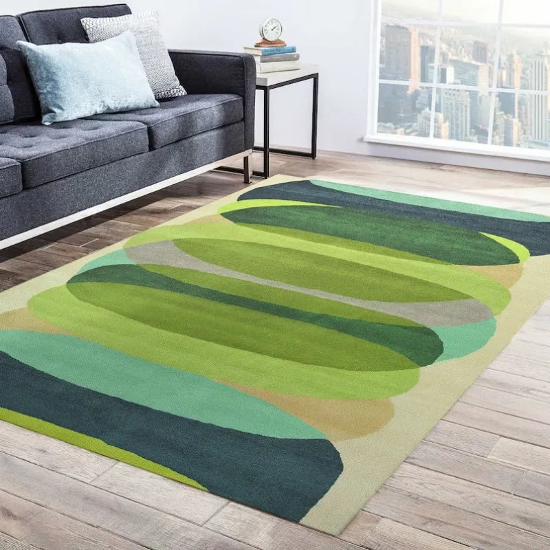 Navak Carpet – Geometrischer Teppich in kräftigem Gelb und Schwarz – Modernes Wohnzimmerdekor im Mid-Century-Stil | Skandinavisch inspirierter abstrakter Teppich für stilvolle Häuser