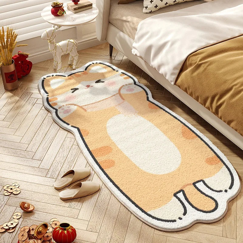 Navak Teppich, süßer Katzenteppich, Schlafzimmer, Nachttisch, Bodenmatte, Läufer, weich, flauschig, lange Teppiche, Cartoon-Tier, süßes Mädchen, Heimdekoration
