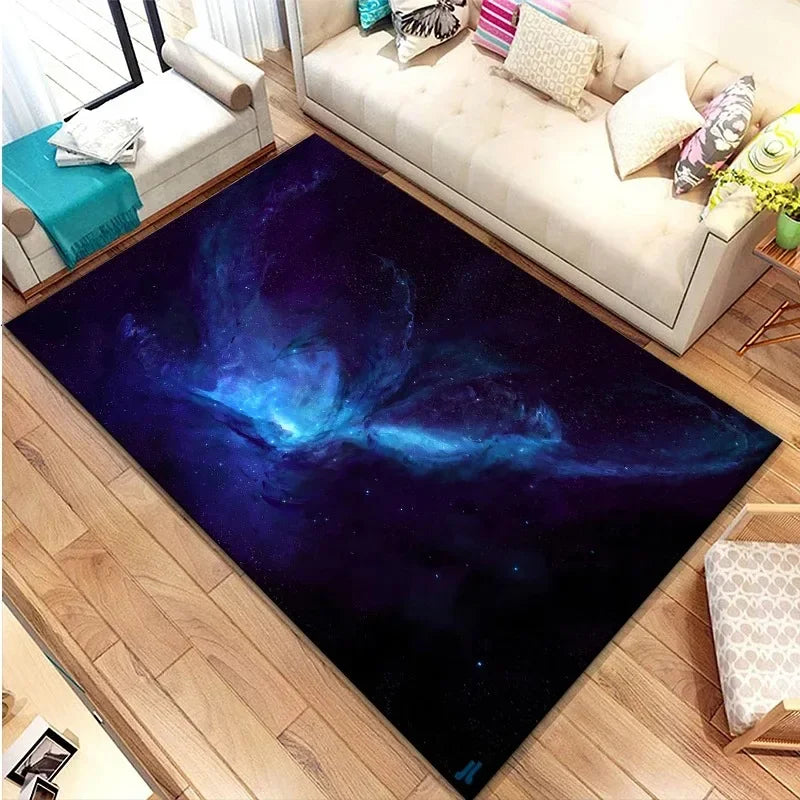 Navak Teppich 3D Galaxy Space Star Teppich Home Schlafzimmer Wohnzimmer Dekorative Bodenmatte Badezimmer Zimmer Rutschfester Teppich Fußmatte