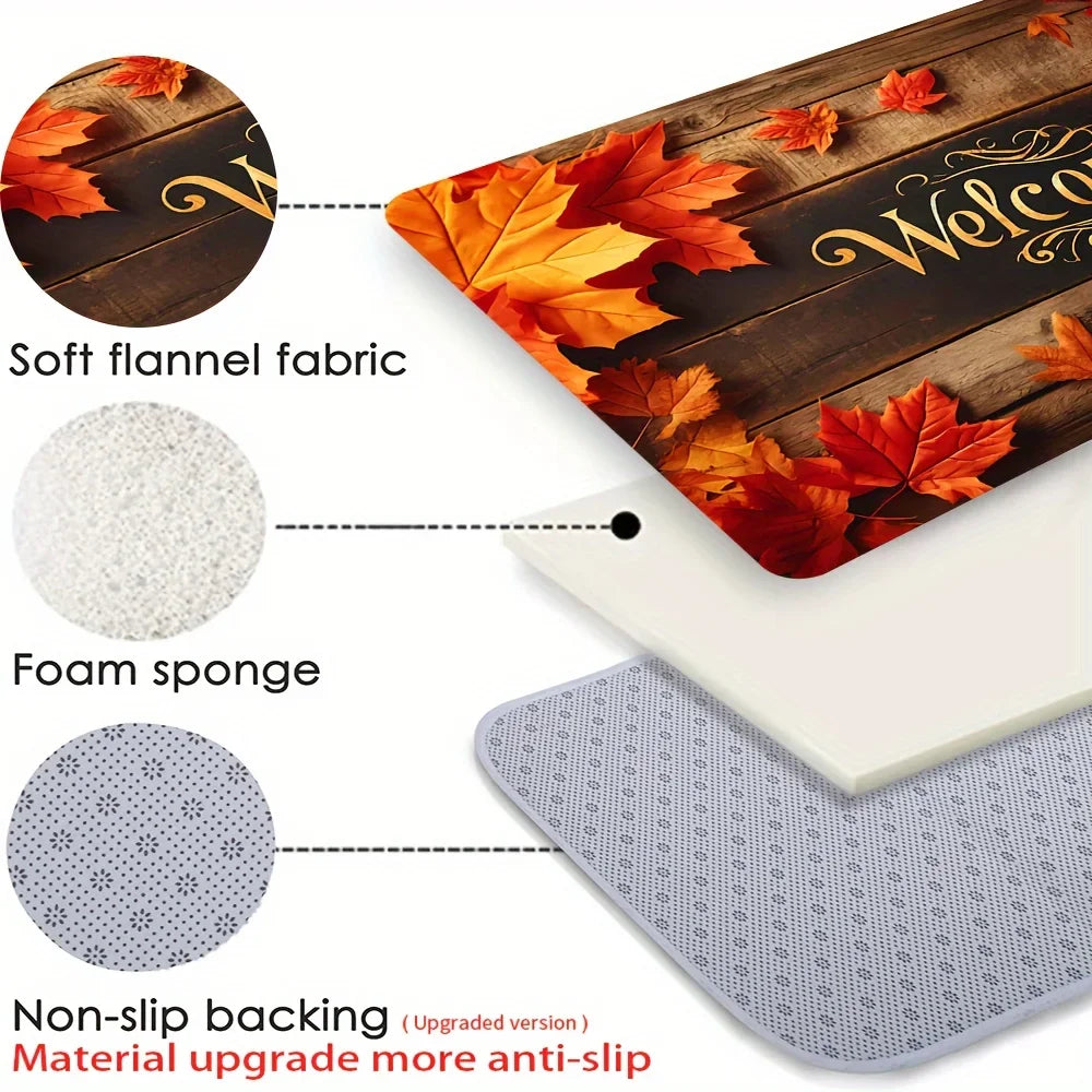 Navak Teppich, Herbst, Thanksgiving, Ahornblätter, Willkommens-Fußmatte, Wohnzimmer, Eingang, rutschfeste Fußmatte, Küche, Flur, Balkon, Teppiche, Heimdekoration