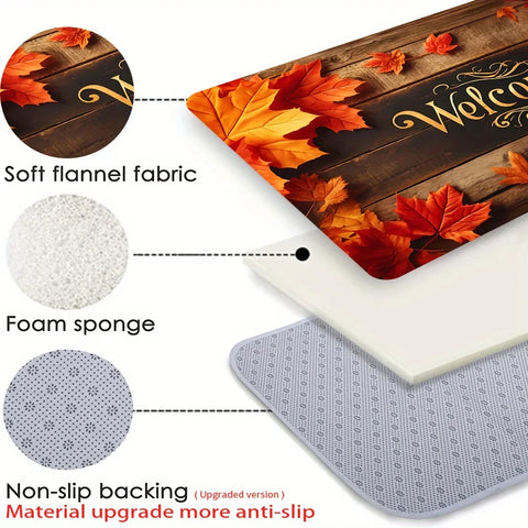 Navak Teppich, Herbst, Thanksgiving, Ahornblätter, Willkommens-Fußmatte, Wohnzimmer, Eingang, rutschfeste Fußmatte, Küche, Flur, Balkon, Teppiche, Heimdekoration