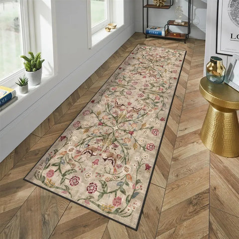 Navak Carpet Boho Chic, traditioneller türkischer Blumenteppich, waschbar, rutschfest, großer Used-Look, für Wohnzimmer, Schlafzimmer, Dekoration