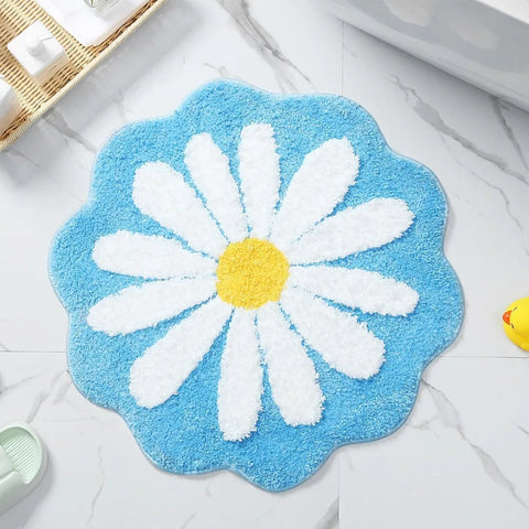 Navak Carpet Rutschfester Blumenteppich, beflockt, getuftet, Gänseblümchen, Badematte, Kaschmir-Imitat, waschbar, Baby-Krabbelteppich, Schlafzimmer, Wohnzimmer