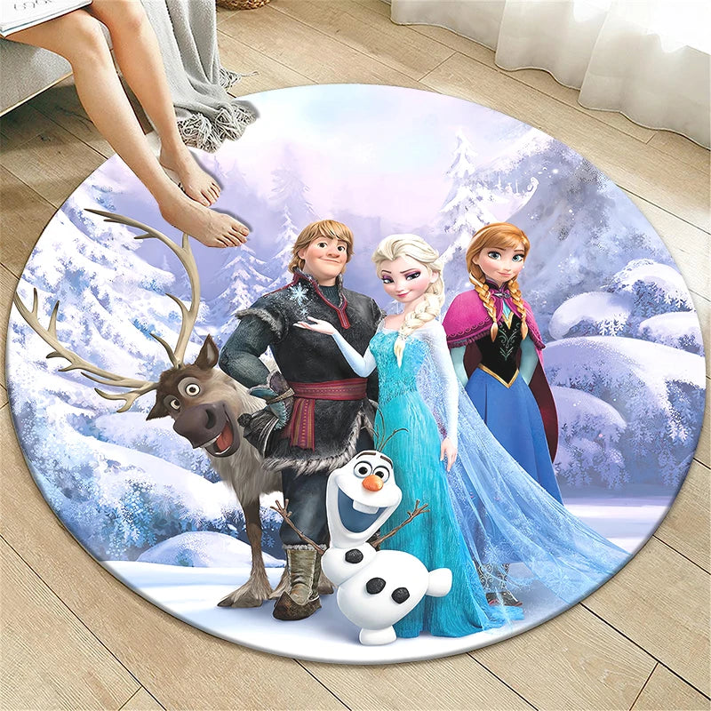 Navak Teppich Prinzessin Elsa Cartoon Print Runder Teppich, Schlafzimmer Dekorativer Teppich, Wohnzimmer Badezimmer Picknick Camping Eingang Rutschfeste Matte