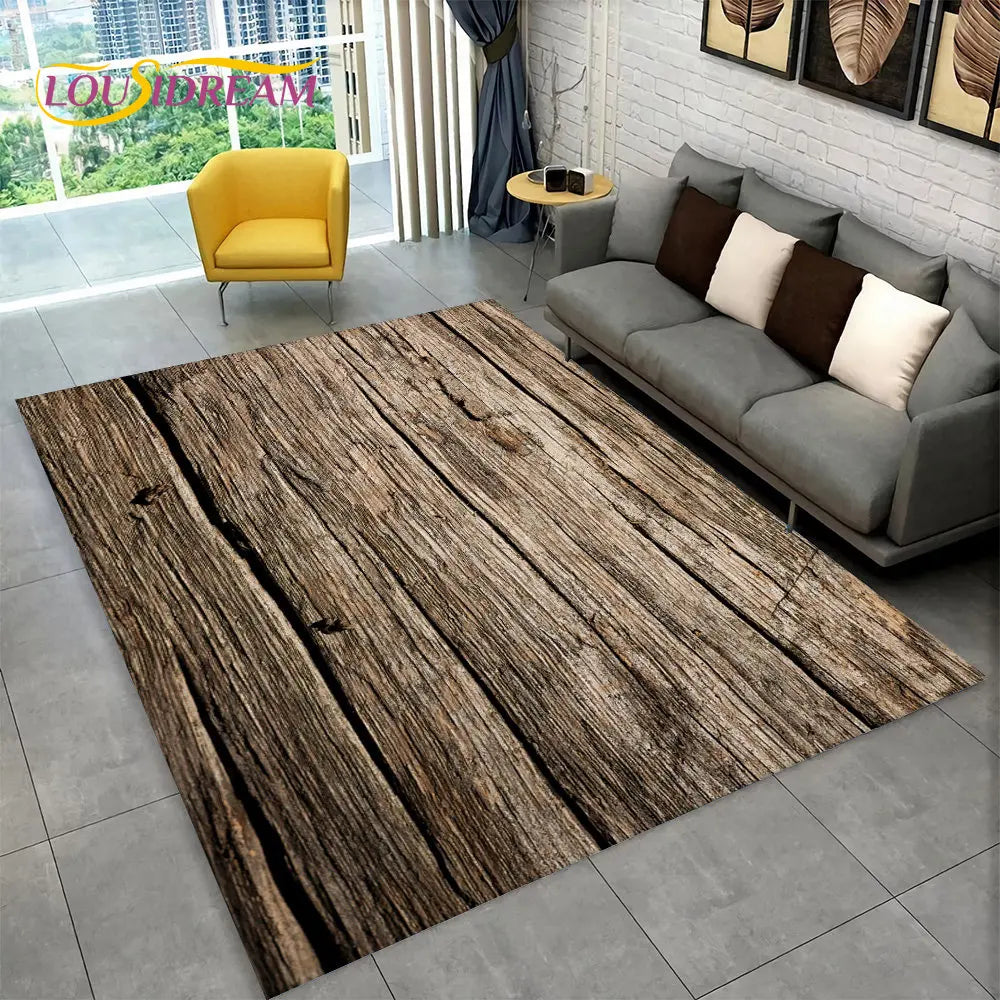 Navak Carpet 3D HD Holzmaserung Retro-Teppich, groß, Teppich für Zuhause, Wohnzimmer, Kinderzimmer, Schlafzimmer, Sofa, Fußmatte, Dekor, Küche, rutschfeste Bodenmatte
