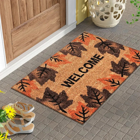 Navak Carpet 1 Stück Willkommensmatte mit Pflanzendruck, rutschfeste Teppiche auf beiden Seiten, leicht zu reinigender Bodenteppich für drinnen und draußen, Heimdekorationsteppich