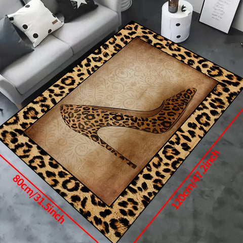 Navak Teppich Leopardenmuster Matte 1 Stück maschinenwaschbar Leopardenmuster Matte Eingang Wohnzimmer Schlafzimmer Kinderzimmer Außenterrasse Gartenteppich