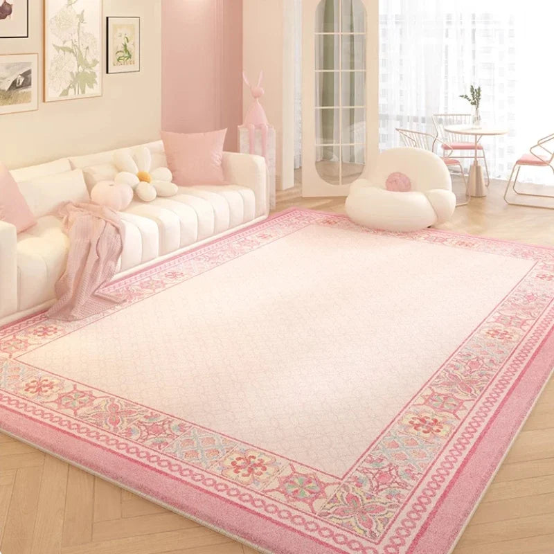 Navak Carpet Koreanischer minimalistischer Teppich – Dicker Wohnzimmerteppich in Rosa, übergroße Schlafzimmer-Bodenmatte, weich und gemütlich