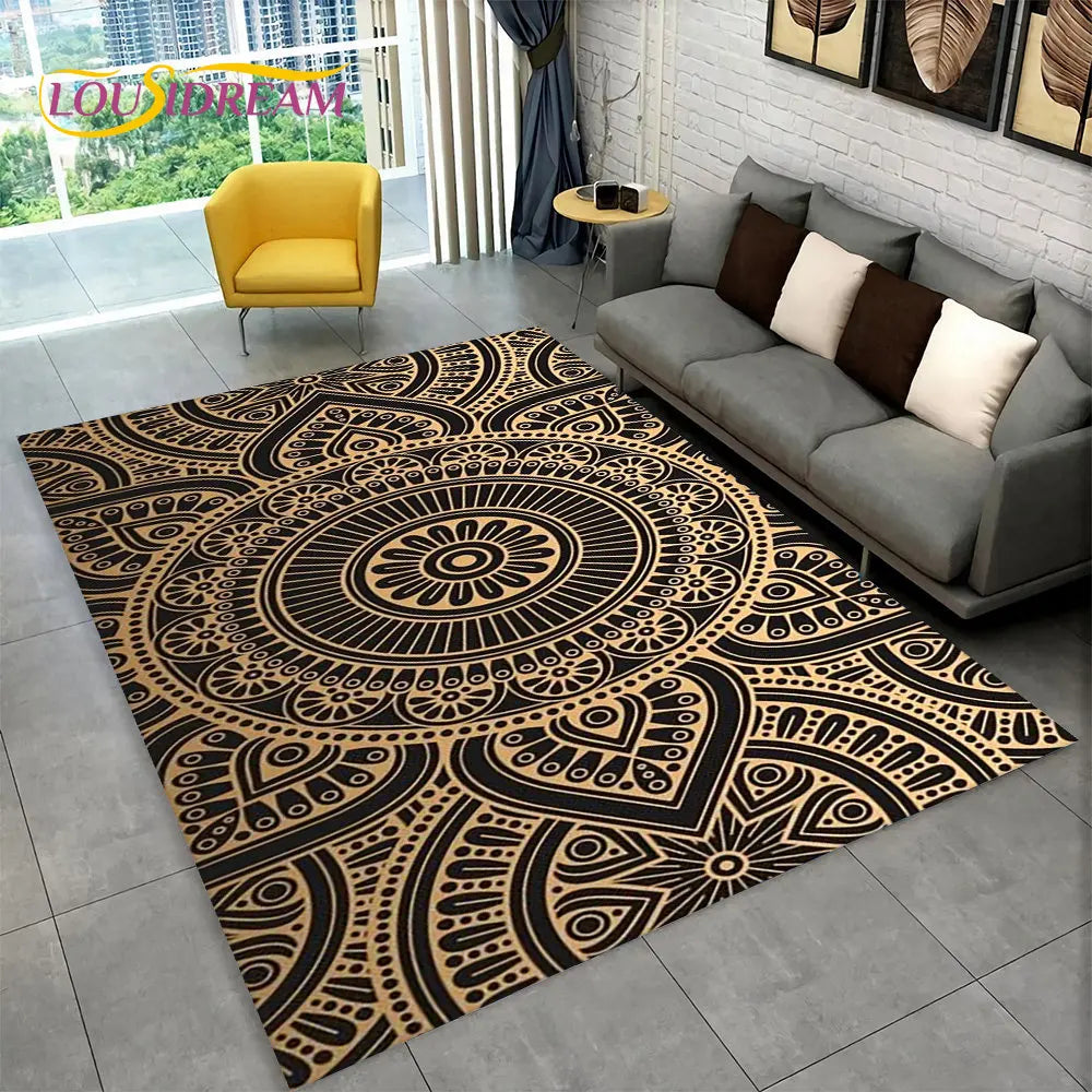 Navak Carpet Bohemia Mandala Geometrischer Teppich, Teppich für Zuhause, Wohnzimmer, Schlafzimmer, Sofa, Fußmatte, Küchendekor, rutschfeste Fußmatten für Kinder