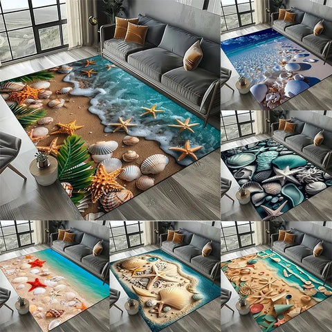 Navak Carpet 3D-Strandmuschel-Teppich für Kinderspielbereich und Schlafzimmer, rutschfestes Dekor