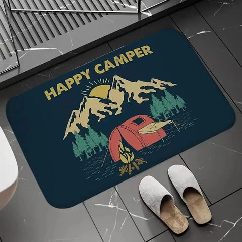 Navak Carpet Happy Campers Teppich, rutschfeste Bodenmatte, maschinenwaschbar, Eingangsteppich für Flur, Schlafzimmer, Küche und Wohnaccessoires, Dekor