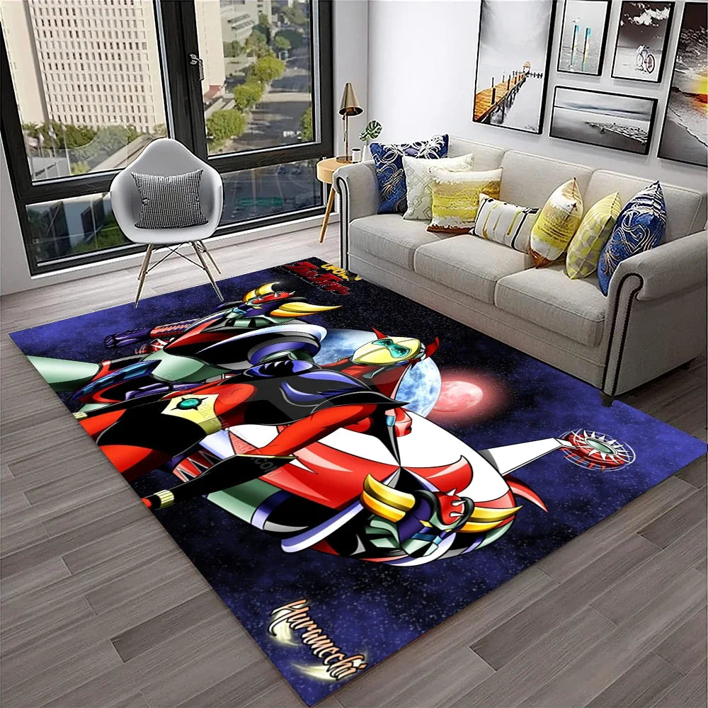 Navak Teppich, 3D-Cartoon-UFO-Roboter Grendizer, Anime-Teppich für Zuhause, Wohnzimmer, Schlafzimmer, Sofa, Fußmatte, Dekor, Kinderbereich, rutschfeste Bodenmatte