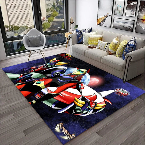Navak Teppich, 3D-Cartoon-UFO-Roboter Grendizer, Anime-Teppich für Zuhause, Wohnzimmer, Schlafzimmer, Sofa, Fußmatte, Dekor, Kinderbereich, rutschfeste Bodenmatte
